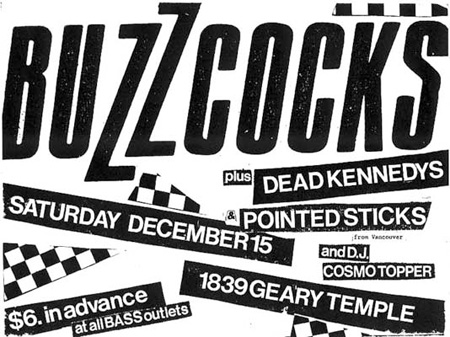 Buzzcocks Dead Kennedys Pointed Sticks 1839 Geary the Tample
